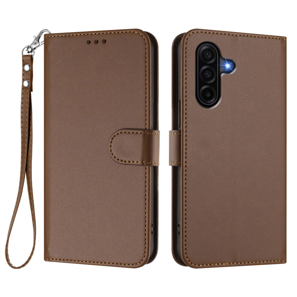 (Brown) For Samsung Galaxy A37 5G Leather Case Wallet Stand Phone Cover With Wrist Strap Brown 6914296651652
