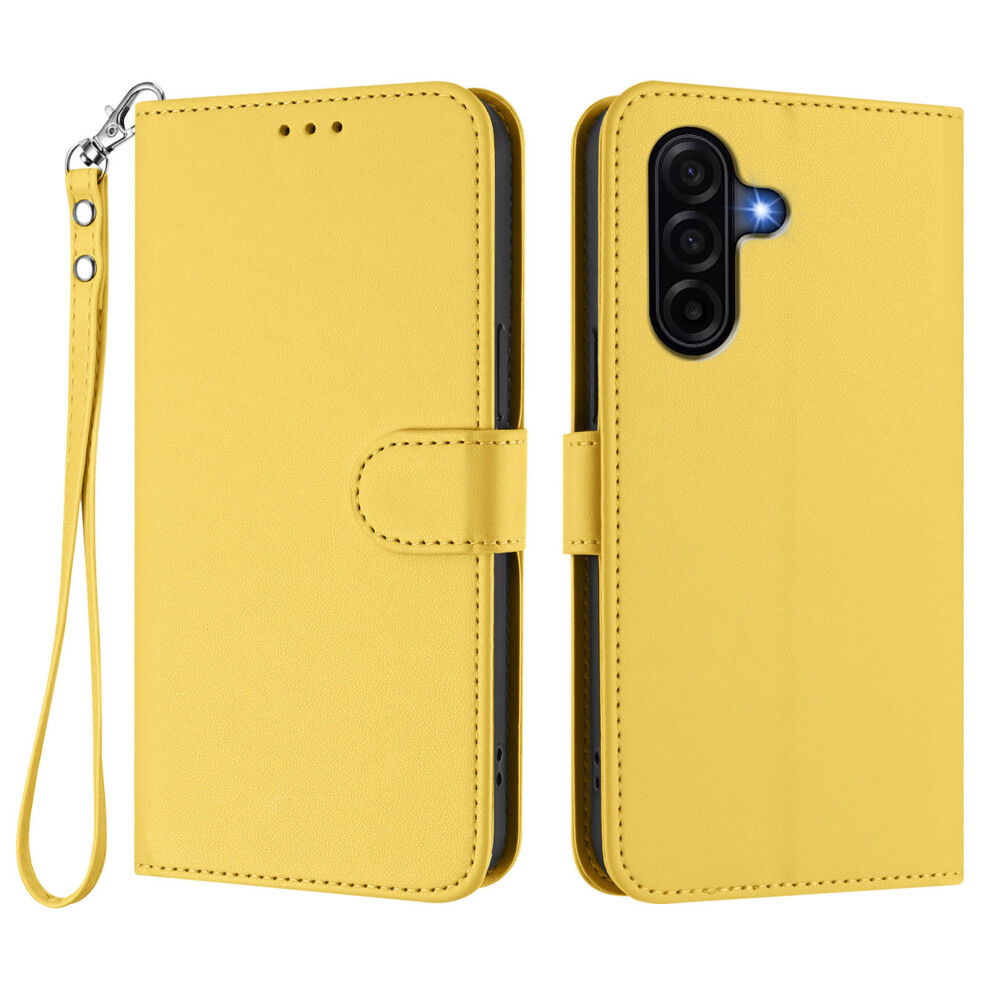 (Yellow) For Samsung Galaxy A37 5G Leather Case Wallet Stand Phone Cover With Wrist Strap Yellow 6914295778275