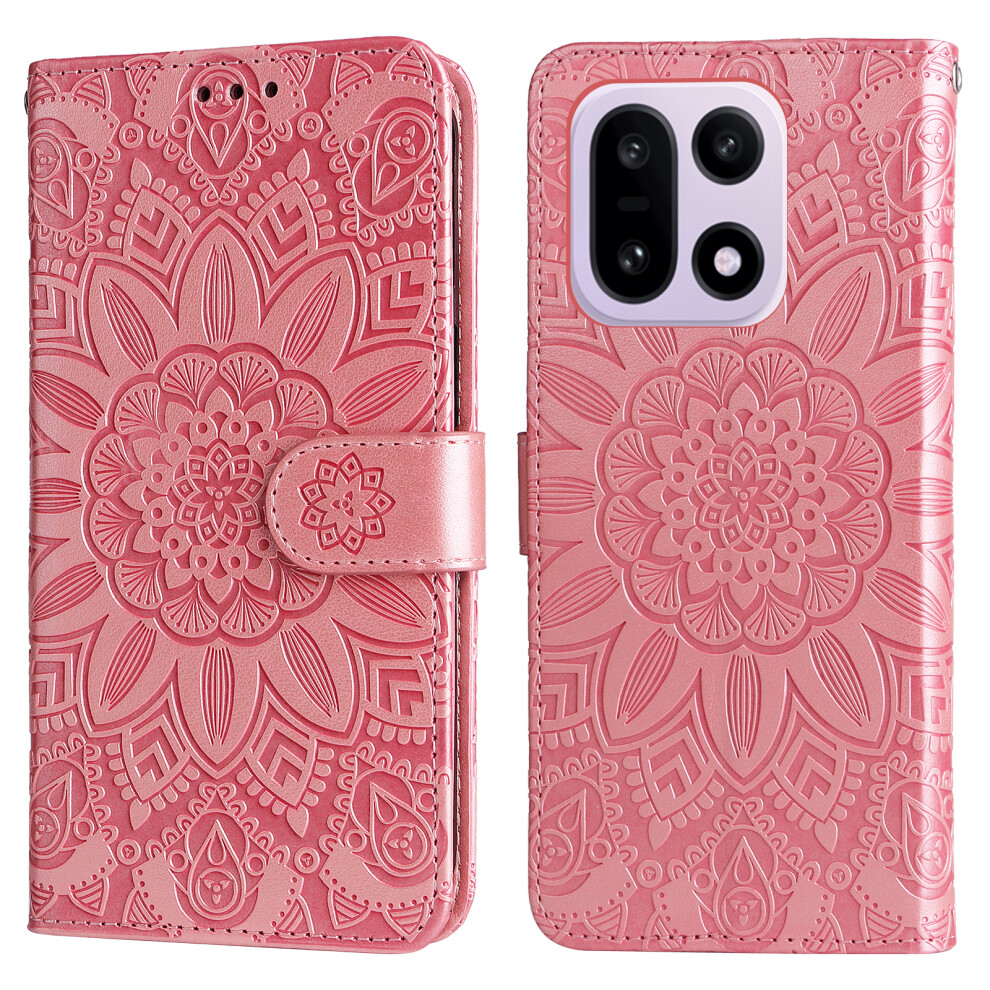 (Pink) For Oneplus 15 5G Case Sunflower Imprint Leather Wallet Phone Cover Pink 6914295025423