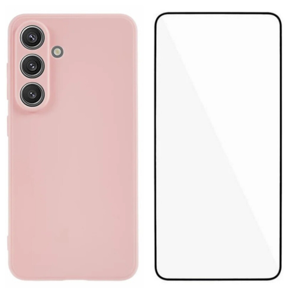 (Pink) Wanlonfeng For Samsung Galaxy S25+ Case Zb Series Precise Cutouts Straight Edge Tpu Phone Cover With Tempered Glass Fil Pink 6914298561355