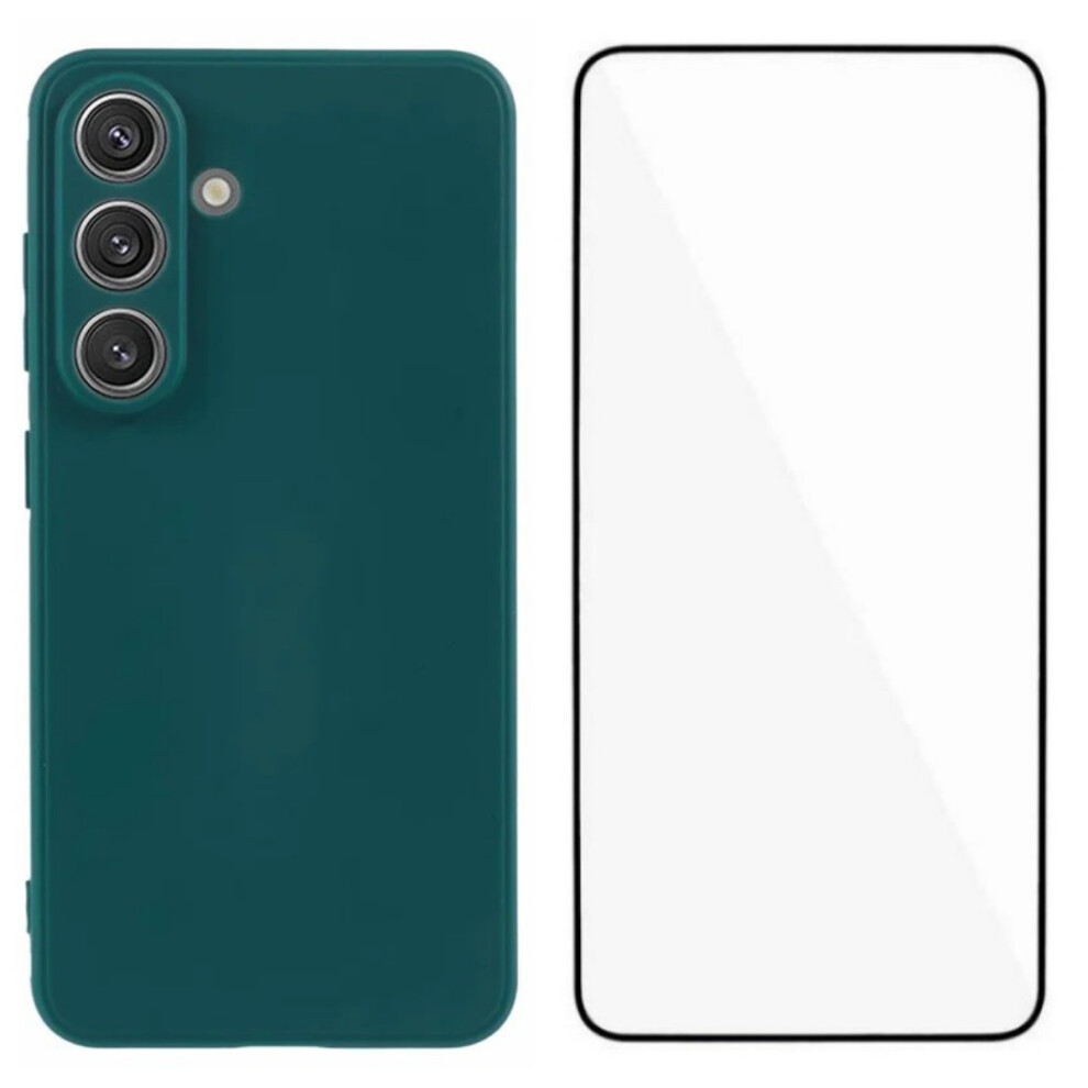 (Army ) Wanlonfeng For Samsung Galaxy S25+ Case Zb Series Precise Cutouts Straight Edge Tpu Phone Cover With Tempered Glass Fil Green 6914299085485