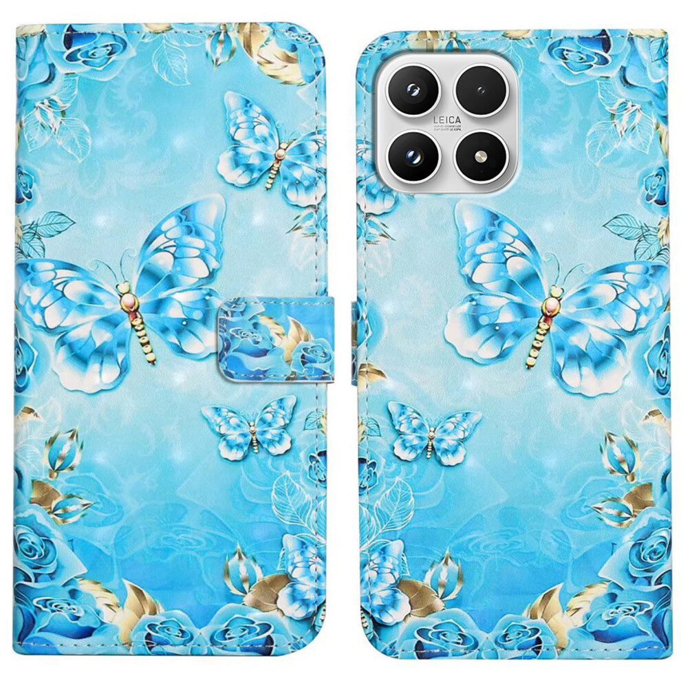 ( Butterfly) Phone Case For Xiaomi 17 3D Creative Pattern Pu Leather Stand Cover Blue 6914290561292