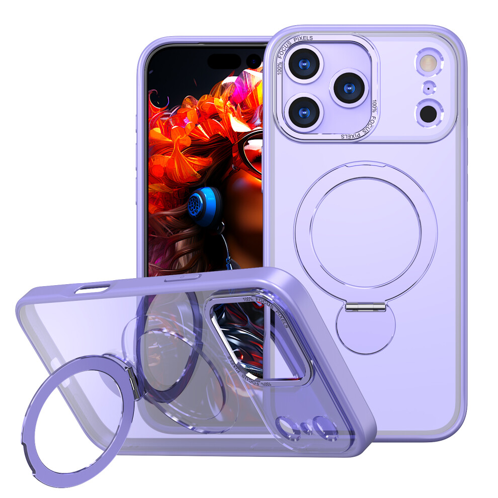 (Lilac ) For Iphone 17 Pro Case Rotating Kickstand Skin-Touch Tpu + Pc Phone Cover Compatible With Magsafe Purple 6914293686664