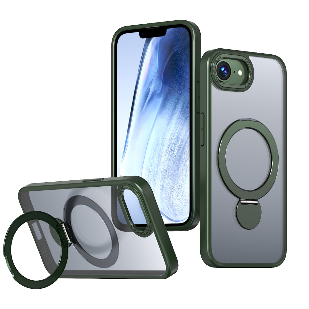 (Green) For Iphone 17E / 16E Case Rotating Kickstand Skin-Touch Tpu + Pc Phone Cover Compatible With Magsafe Green 6914298001332