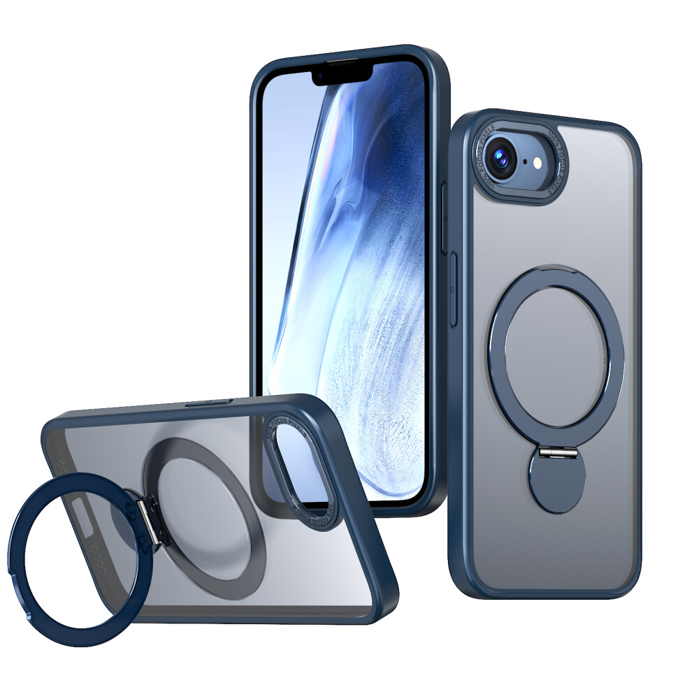 (Blue) For Iphone 17E / 16E Case Rotating Kickstand Skin-Touch Tpu + Pc Phone Cover Compatible With Magsafe Blue 6914298792179