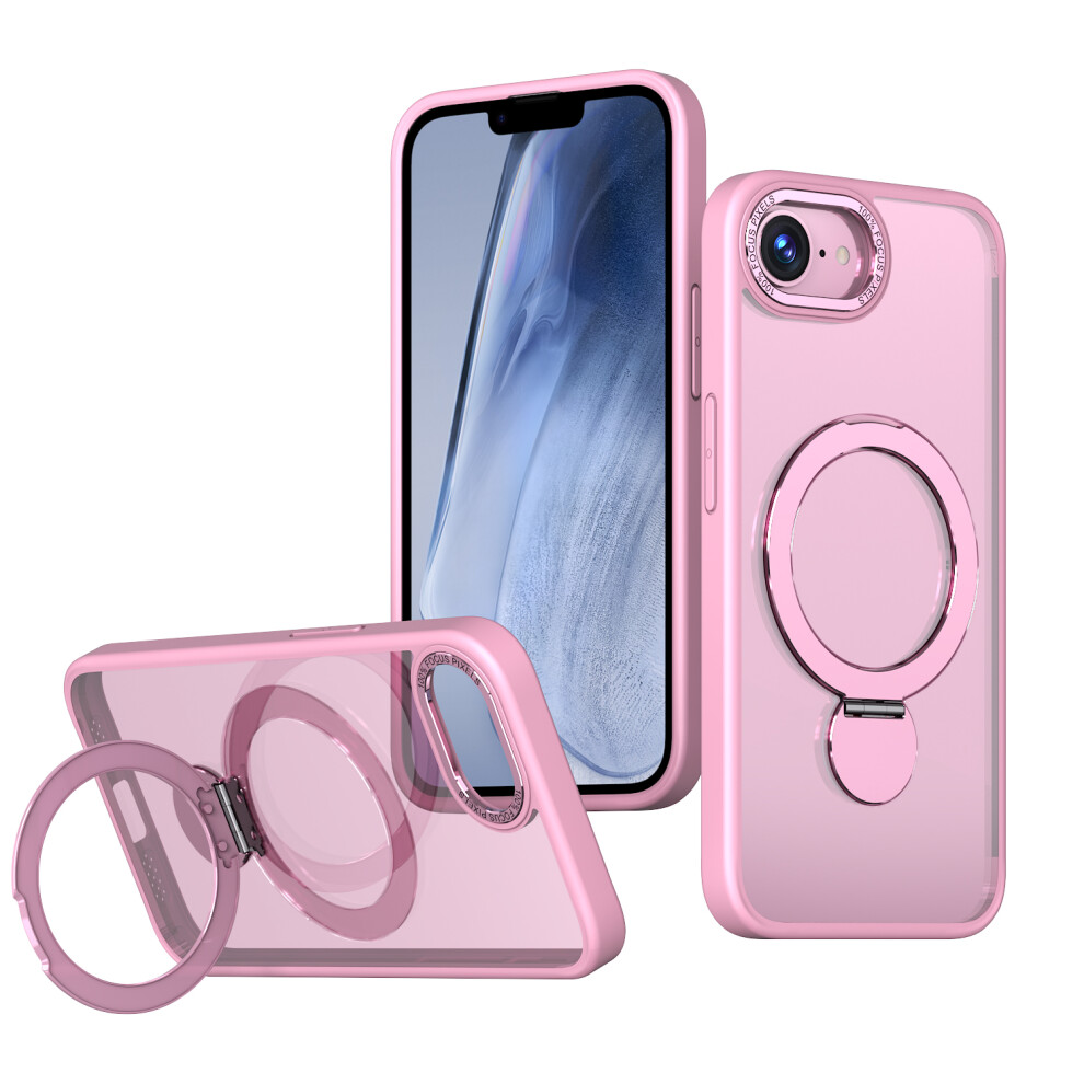 (Pink) For Iphone 17E / 16E Case Rotating Kickstand Skin-Touch Tpu + Pc Phone Cover Compatible With Magsafe Pink 6914293522320