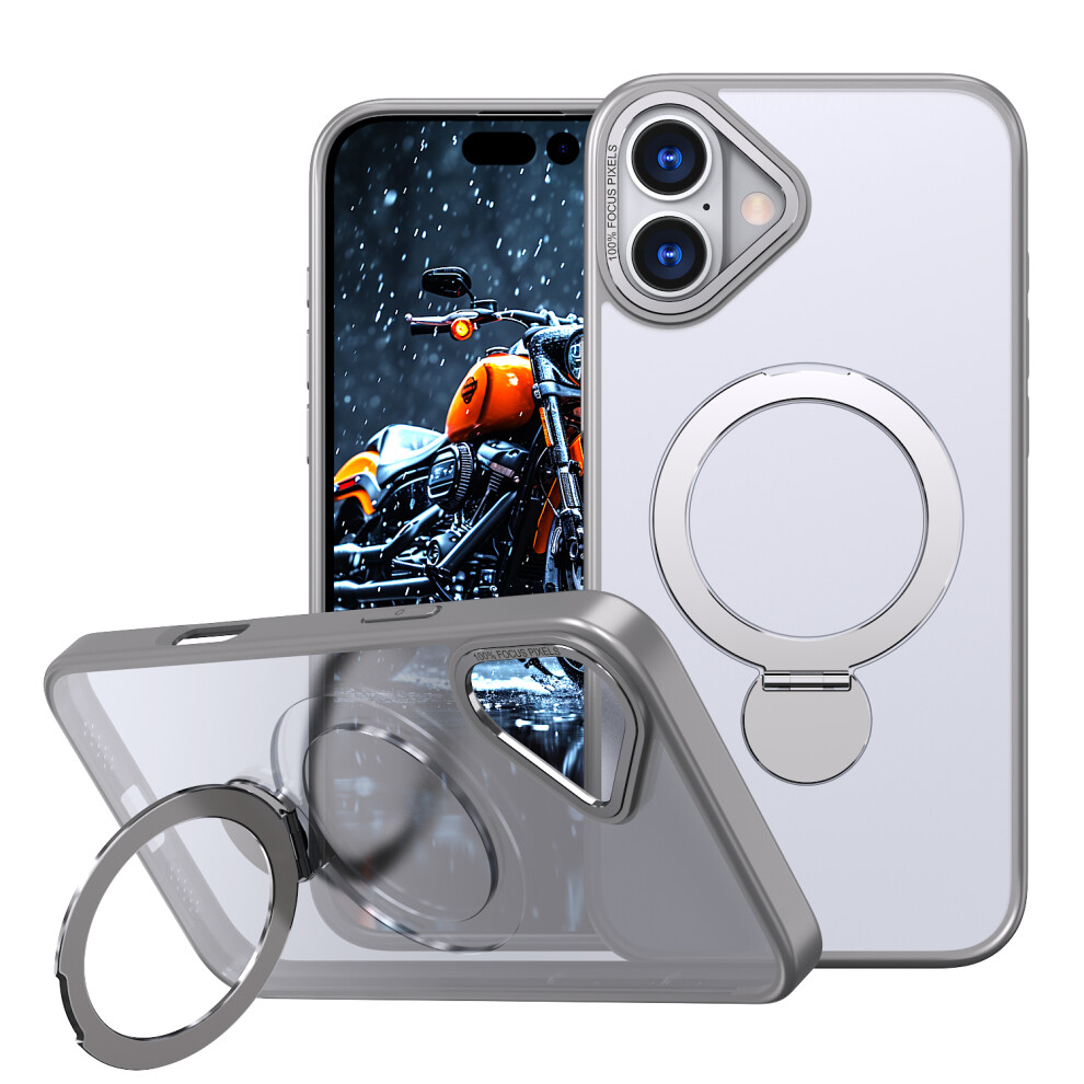 (Titanium ) For Iphone 16 Case Rotating Kickstand Skin-Touch Tpu + Pc Phone Cover Compatible With Magsafe Grey 6914290205561