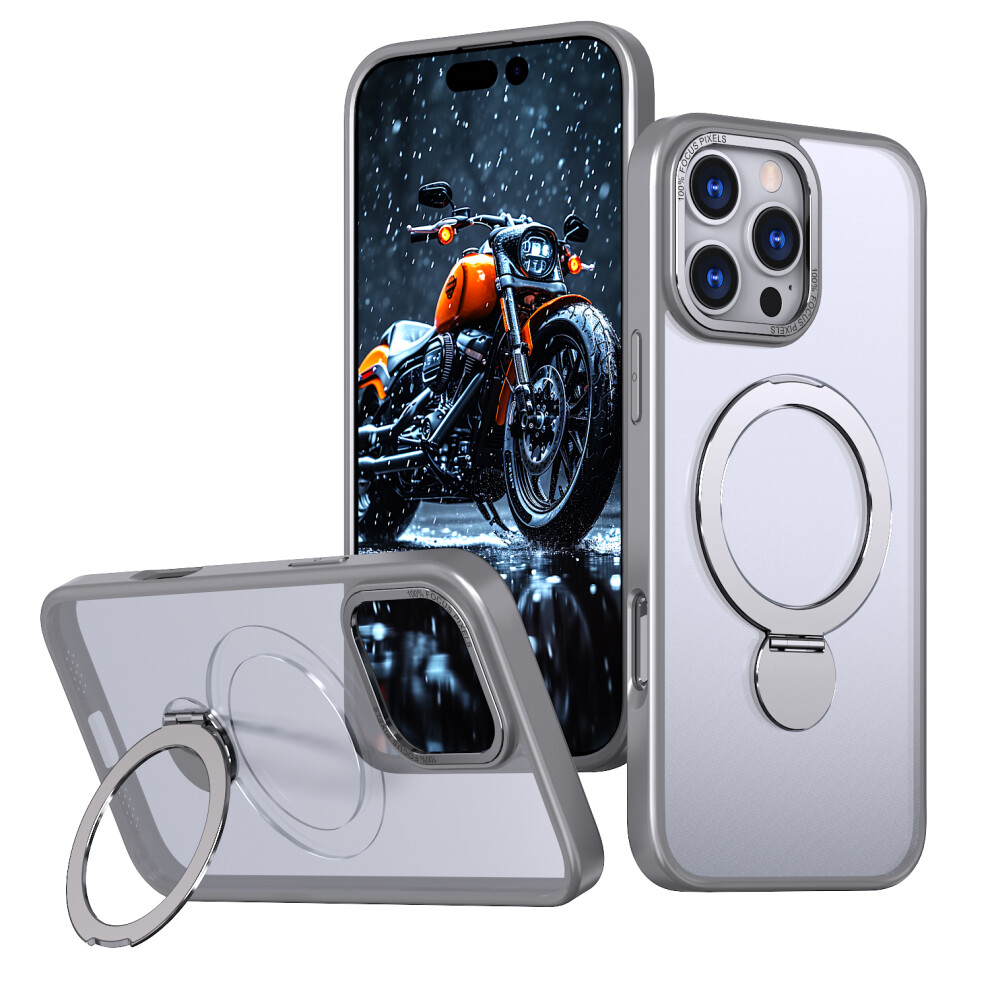 (Titanium ) For Iphone 13 Pro Case Rotating Kickstand Skin-Touch Tpu + Pc Phone Cover Compatible With Magsafe Grey 6914295163156
