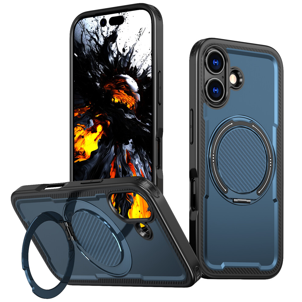 (Blue) For Iphone 17 Case Compatible With Magsafe Tpu + Pc Phone Cover With Damping Rotating Stand Blue 6914292282539