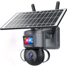 Caméra solaire extérieure WiFi sans fil 2K 4MP, caméra PTZ intelligente 360 avec batterie 12 000 mAh, détection PIR, audio bidirectionnel, alarm