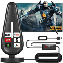 Antenne TV intérieure, portée de plus de 900 km, compatible avec les Smart TV et les téléviseurs plus anciens, avec amplificateur de signal, comp