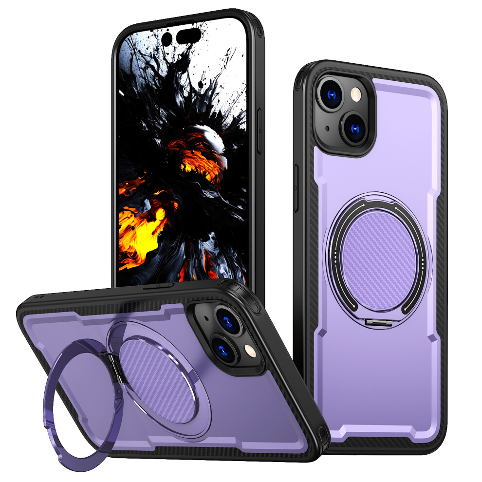 (Purple) For Iphone 13 Case Compatible With Magsafe Tpu + Pc Phone Cover With Damping Rotating Stand Purple 6914298349403