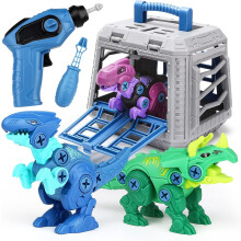 Speelgoed voor een 4-jarige jongen, speelgoed voor jongens van 4 jaar, demonteerbare dinosaurus met kooi en elektrische boormachine, dinosaurussp