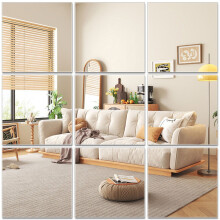 Lot de 10 miroirs autocollants sans verre, ultra-fins et flexibles, pour la décoration murale de votre chambre, dressing ou salle de bain. Idéal