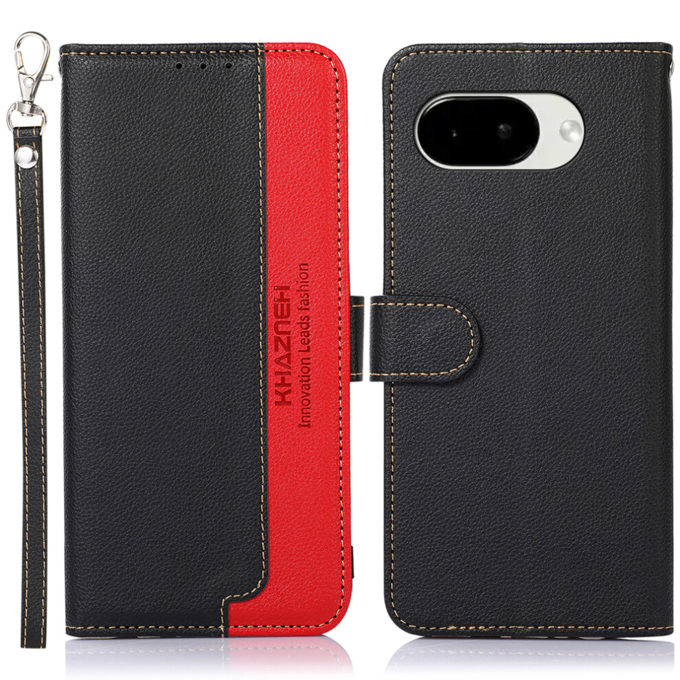 (Black) Khazneh For Google Pixel 10A Case Rfid Blocking Wallet Litchi Texture Pu Leather Phone Cover With Strap Black 6914297240305