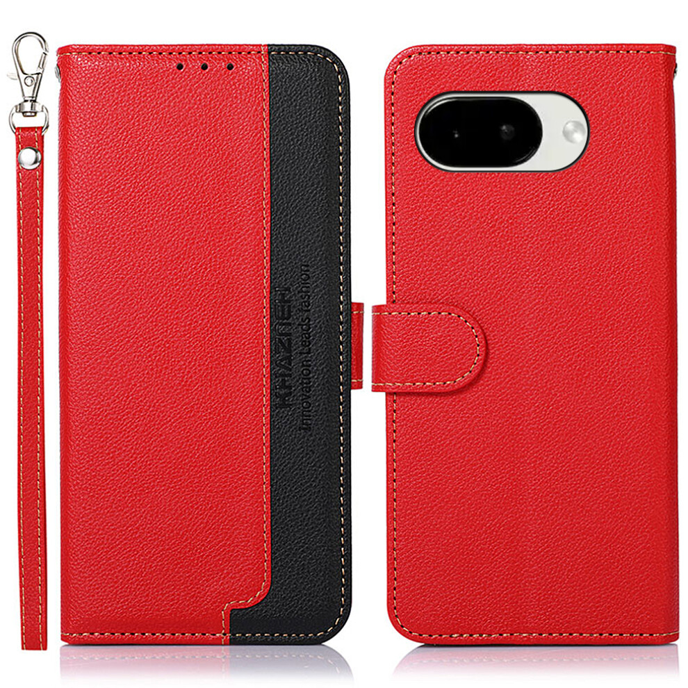 (Red) Khazneh For Google Pixel 10A Case Rfid Blocking Wallet Litchi Texture Pu Leather Phone Cover With Strap Red 6914295503655