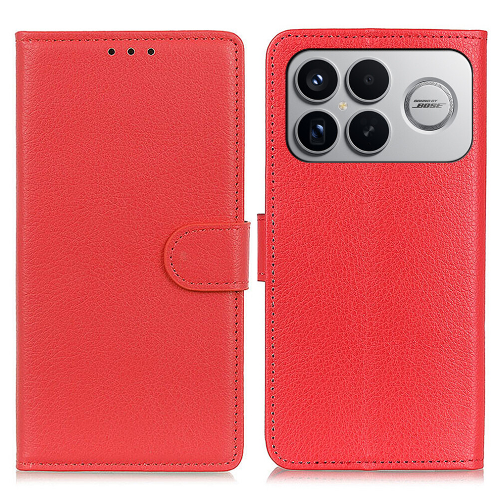(Red) For Xiaomi Mi K90 Pro Max 5G / Poco F8 Ultra Wallet Case Pu Leather Phone Cover Litchi Texture Red 6914292823046