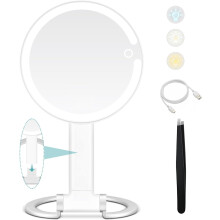 Miroir grossissant 20x/1x avec lumière, miroir de maquillage lumineux avec grossissement, miroir de maquillage double face sur pied, miroir gross