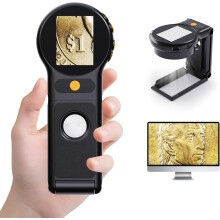 Loupe de poche pour pièces de monnaie avec éclairage, grossissement 500x, puissante et portable, idéale pour la lecture, l'inspection, l'examen d