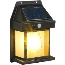 Set van solar wandlampen voor buiten in de tuin, solar beveiligingslampen voor buiten met PIR bewegingssensor, vintage solar wandlantaarns met IP