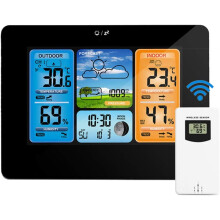 Draadloze weerstations voor binnen en buiten met waarschuwingen en weergave van temperatuur/vochtigheid/luchtdruk/weersvoorspelling/maanfase/wekk