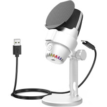 Condensatormicrofoon, USB-gamingmicrofoon voor pc/PS4/PS5/desktop, plug & play, RGB-verlichting, popfilter, streaming, opnemen, podcasts, Twitch,