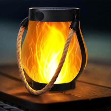 Solarlantaarn voor buiten, lamp met henneptouwvlam, solarlantaarn met dansende vlam, voor kamperen, pad, tuin, terras, veranda, tuindecoratie (1
