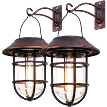 Hangende buitenlantaarn op zonne-energie, waterdichte metalen buitenlampen met helder glas, decoratieve LED-wandlantaarn van aluminium met haken,