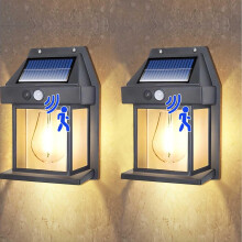 Set van Solar Wandlampen voor Buiten in de Tuin, Vintage Solar Wandlantaarns met Bewegingssensor, IP65 Waterdichte Beveiligingslampen voor Buiten