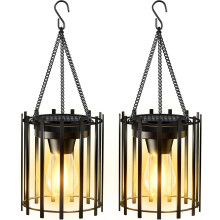 Waterdichte buitenlantaarns op zonne-energie, heldere hangende lampen op zonne-energie, decoratieve buitenlantaarns, metalen hanglampen met autom