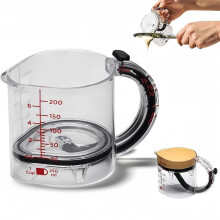 Tasse à mesurer ajustable 4 en 1 - Tasse à mesurer multifonctionnelle avec base ajustable et fond à joint hermétique, facile à nettoyer pour la p
