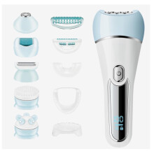 Epilator for Women, 6 in 1 Hair Removal Epilator, Shaver, Face Razor, Facial Brush, Face Massage and Body Exfoliator,IPX7 Waterproof(White)