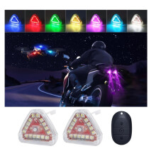 7 Colors Wireless Magnetic Led Strobe Anti-Collision Lights with Remote, USB Rechargeable Night Riding Motorcycles Drone Lights,Bike, 2 Pcs(White)