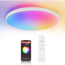 24W dimbare RGB LED-plafondlamp, Bluetooth-plafondlamp voor de badkamer met afstandsbediening, IP44 waterdichte slimme plafondlamp voor slaapkame