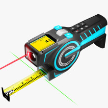 3-in-1 digitale meetband, lasermeetinstrument met een bereik van 100 meter, automatisch vergrendelende meetband, verlengde laserlijn, incrementel