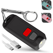 Persoonlijk alarm - USB oplaadbare waterdichte veiligheidssirene sleutelhanger 130dB paniekfluit met LED-lampje - Batterij bijna leeg-melding - H