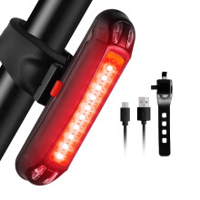 USB Rechargeable Bike Rear Light,Red/Blue/Green 3 color 7 Lighting Modes Bike Tailight Waterproof Rear Bicycle Light for Cycling,Backpacks(Black)