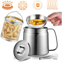 Oliefilterpot van roestvrij staal, 2-in-1 multifunctionele oliefilterpot voor kamperen, grote opvangbak voor spekvet met filter, bakoliecontainer
