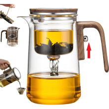 Magische glazen theepot met infuser, 720 ml Enchanti theepot, transparante magnetische theepot, theepot met drukknopbediening en infuser voor los