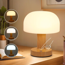 Aanraakgevoelige nachtlampjes, LED-tafellamp, Oogvriendelijke paddenstoellamp met traploze dimfunctie, Draadloze lamp met USB-oplaadfunctie (2000