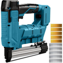 Cloueuse pneumatique calibre 18 compatible avec batterie Makita 18 V, agrafeuse électrique/fixatrice sans fil 2 en 1, 500 clous et 500 agrafes in