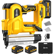 Cloueuse sans fil 2" avec pointes, cloueuse électrique 2 en 1 21 V, 2 batteries 2,0 Ah, 1000 clous, agrafes 18 GA, profondeur réglable pour le tr