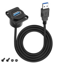 Câble adaptateur USB de type D vers USB 3.0 pour montage sur panneau, 5 Gbit/s, connecteur mâle de type A vers femelle de type A, avec prise de c