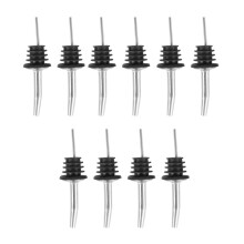 10Pcs Stainless Steel Liquor Spirit Pourer with Rubber Stopper