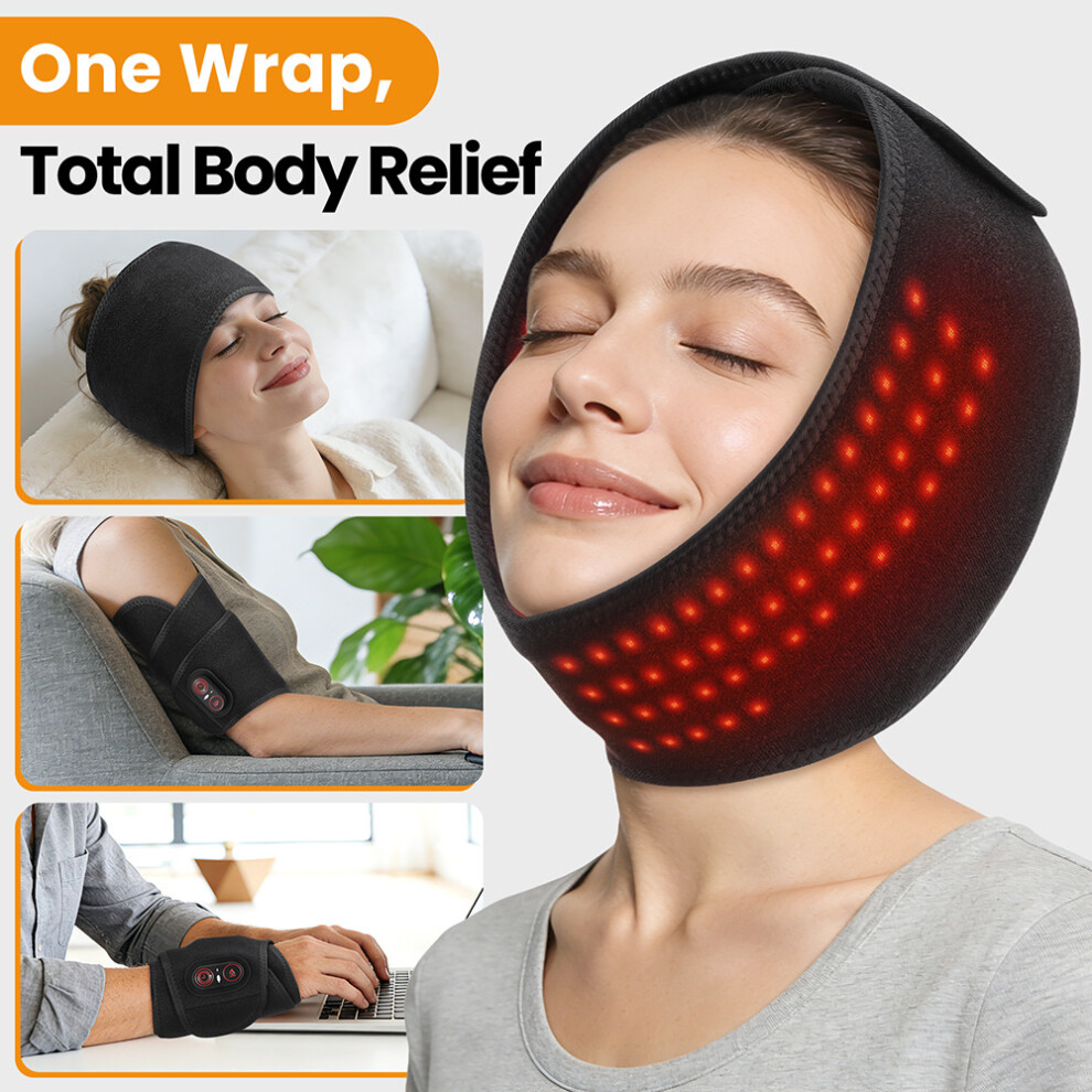 Goplushtoy Wireless Red Light Facial Therapy Strap Mandibular Strap 660Nm Hot Compress Wireless Wrist Face Chin Red Light Facial Strap New