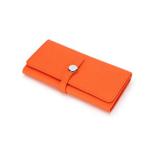 (Yellow) (Orange) Genuine Leather Long Women Large Capacity Wallets
