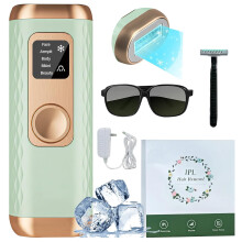 IPL Hair Removal Device 999999 Flashes 5 Levels with Skin Tone Sensor (Green)