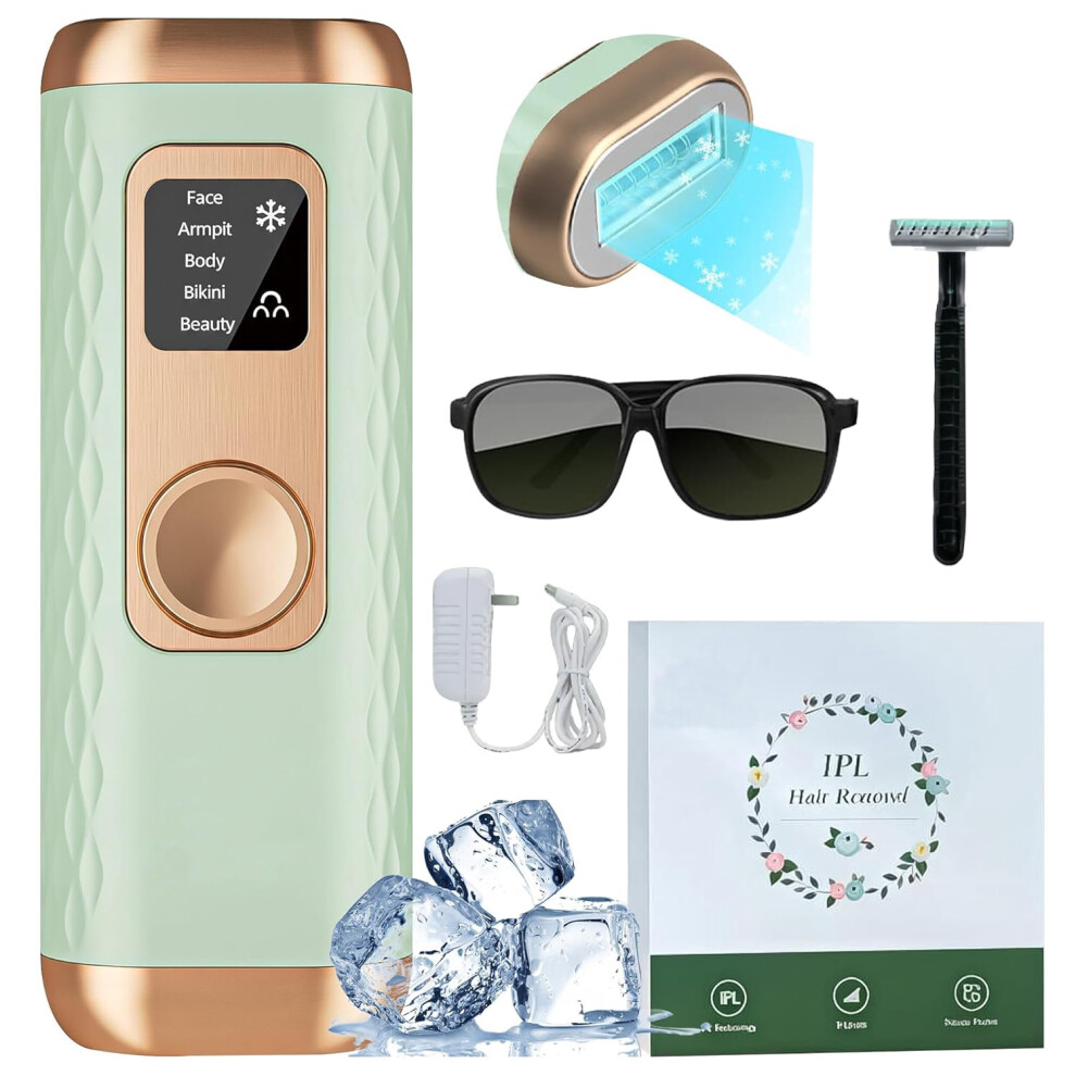 Chronus Ipl Hair Removal Device 999999 Flashes 5 Levels With Skin Tone Sensor (Green)