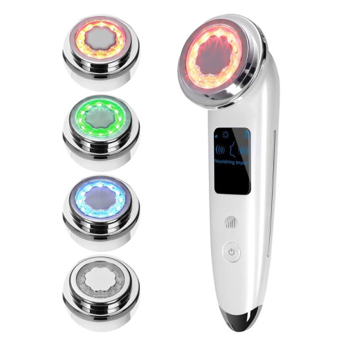 LED Facial Device 4 Modes Large Screen USB Rechargeable (White)