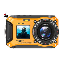 Waterproof Camera 4K 64MP 33FT Dual Screen 16X Zoom 32GB (Yellow)